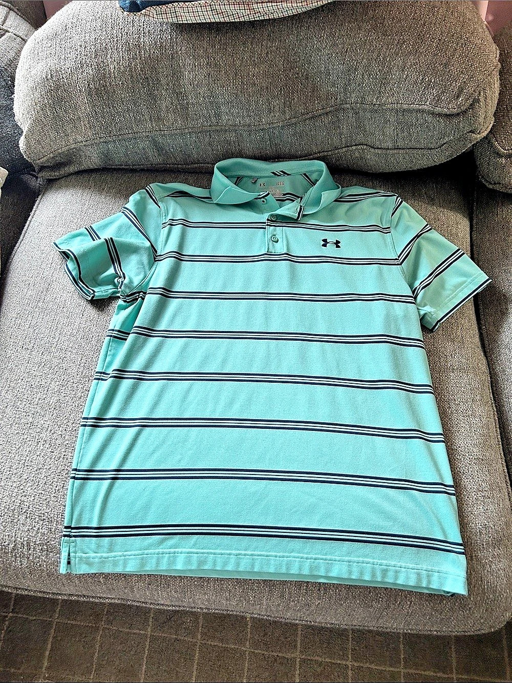 Under Armour Performance Polo Striped Polo in Mint Green | Men’s Size Large
